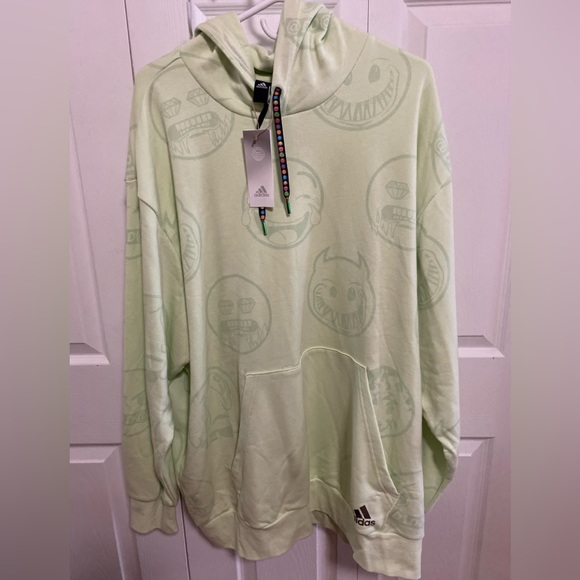 Adidas Men’s Big Mood Emoji Drawstring Pullover Hooded Sweatshirt - Picture 1 of 3